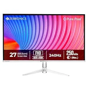 [HDFC CC] Zebronics 27 Inch FHD Gaming Monitor, 240Hz Refresh Rate, 1ms MPRT, Anti-Glare Display, 250 Nits, 16.7M Colors, Built-in Speakers, HDMI, DP, Bezel-Less Design, Speakers, Wall Mountable (EA27)