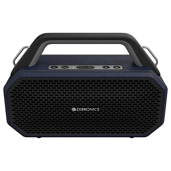 ZEBRONICS Prima, Portable Bluetooth Speaker, 90 Watts, Upto 9 Hours Playback, Dual 11.8cm Drivers, Dual Passive Radiators, BTv5.4 | TWS | AUX | USB, Carry Strap, Deep Bass, Splash Proof (Blue)