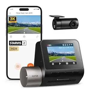[HDFC CC] 70mai A510 HDR 3K Dual Channel Dash Cam, BITA 2026 Best Dashcam Award Winner, STARVIS 2 IMX675 Sensor, ADAS, GPS Logger, MaiColor Vivid+ Night Owl Vision, App Playback, Parking Monitoring
