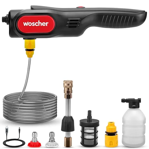 [Coupon + HDFC CC ] Woscher AquaVolt Cordless Portable Wireless Pressure Washer for Car Wash Bike Washing and Multipurpose Cleaning | 156W | 3×2500mAh| Triple Battery | |10L/Min | 12+6 Months Warranty