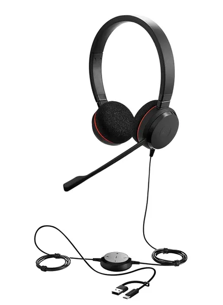 [Coupon + HDFC CC ] Jabra Evolve 20 MS Stereo USB-C/A Wired Headset with Noise-Cancelling Microphone | MS Teams Certified | Professional On-Ear Business Headphones for PC & Laptop | Plug & Play | Office & Call Center