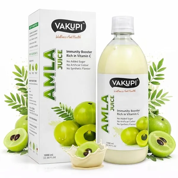 Vakupi Amla Juice 1L | Cold-Pressed Ayurvedic Amla Juice | Natural Vitamin C Source | Supports Hair & Skin Wellness, Daily Detox & Vitality | No Added Sugar | Herbal Immunity & Wellness Drink. Rs.132 @ Amazon