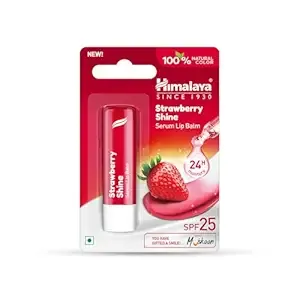 [Apply 5% Coupon] Himalaya Strawberry Shine Serum Infused Lip Balm 4.5G | For Smooth and Nourished Lips | 100% Natural Color & SPF 25 UV Protection