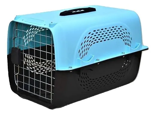IATA Approved Pet Travel Carrier Plastic Handle Hinged Door Folding Crate Transport Box Crate Cage for Puppies & Cats, Size 18Inch (Blue) Rs.949 @ Amazon