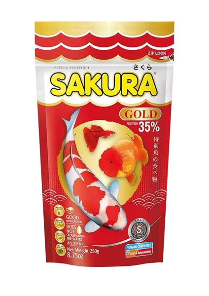 Sakura Goldfish Food | 250 g, Small 2mm Pellets | Colour & Immunity Enhancing | Astaxanthin, Krill & Vitamin Complex Formula Rs.117 @ Amazon