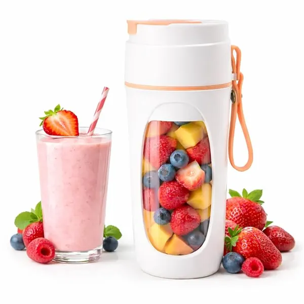 Bigsmall Portable & Rechargeable Smoothie Blender Leak-Proof Lid – For Smoothies, Juices, Milkshakes, Baby Food, Ice Crushing & More (340ml) – 8 Stainless Steel Blades- (Orange) Rs.901 @ Amazon