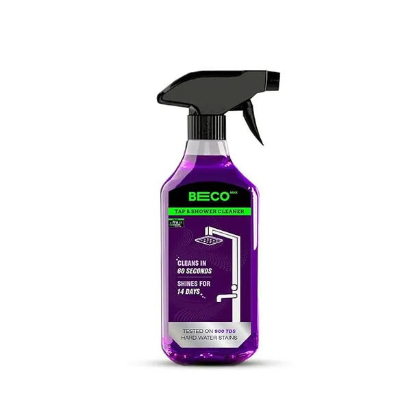 Beco Tap & Shower Limescale Remover 500ml | Descaler Liquid | Removes Hard Water Stains in 60 Seconds | 2X Metal Shine | Cleans Taps, Showers, Tiles & Mirrors