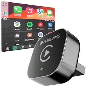 ZEBRONICS 2-in-1 Wireless CarPlay Adapter, Converts Wired Android Auto & CarPlay to Wireless, USB-A with Type-C Cable, BT v5.4, Wi-Fi 6, Fast Boot, Plug & Play (DriveCast 03)