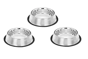 Pets Empire Set of 3 Stainless Steel Dog Bowl with Rubber Base for Cats Dogs, Small Pets Feeding Bowl and Water Bowl 200ML