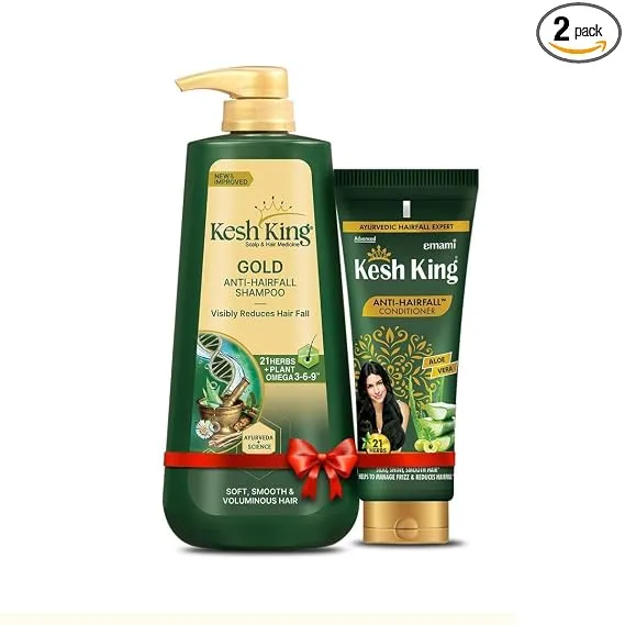 Kesh King Gold Anti Hairfall Kit, Reduces Hair Fall, Makes Hair Strong, Strengthens, Nourishes & Conditions Hair, For Soft, Smooth & Voluminous Hair, for men and women, 800 ml