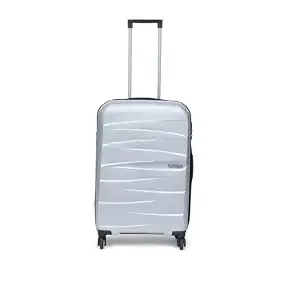 YAYAVAR Check-in Medium- 66 CM, 360 Degree Rotating Wheels,Polypropylene Material,Hard Luggage with Telescopic Handle and Combination Locking Mechanism, Moscow-(M,Silver)
