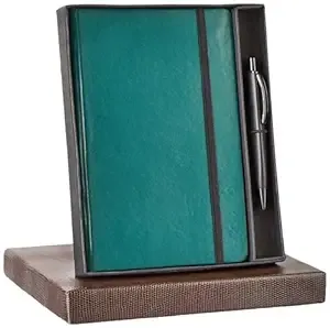 amazon basics A5 Diary with Ribbon Bookmark & Pen | Gift Set For Corporate and Personal Occasions(Green), 192 Pages