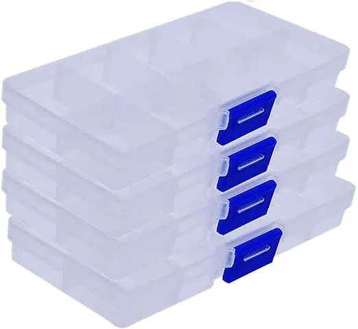 DIY Crafts Jewelry Organizer Adjustable Removable Clear Plastic 10-Grid Jewelry Organizer Divider Storage Box Jewelry Earring Tool Containers (4 Pcs Random, Clear-Transparent) Rs.210 @ Amazon