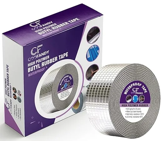 COOFANDY Super Strong Adhesive Waterproof Permanent Repair Aluminum Butyl Tape Window, Silicone, Boat and Pipe Sealing, Glass & Rubber Roof Patching, Silver (5CM x 5M)