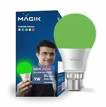 MAGIK Deco Plus 9 W (Green) LED Bulb | B22 Base | Decorative Light for Home, Festive & Party Ambience | Energy-Efficient & Long-Lasting | Pack of 1 Rs.85 @ Amazon