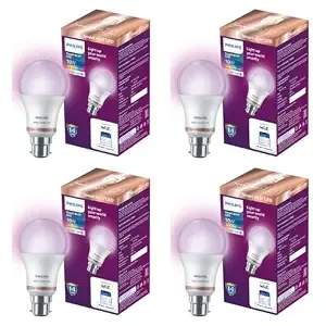 Philips Wiz Smart WI-Fi LED Bulb B22 10-Watt, 16 Million Colors , Compatible with Amazon Alexa and Google Assistant- (Pack of 4)
