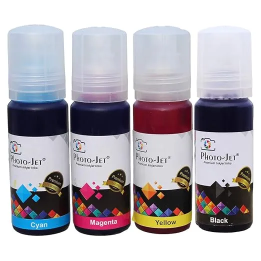 Photojet 003 Compatible Refill Ink for Epson L3110, L3150, L3115, L3116, L3101, L3210, L3215, L3216, L3250, L1110, L3151, L3152, L3156, L5190 Printer (70gm x 4) Ink Bottle - 501291