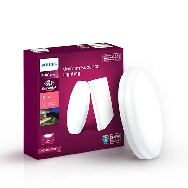 Philips Rimless Full Glow 24-Watt Round LED Surface Downlighter for Ceiling | Natural White Light for Home & Hall | Pack of 1 Rs.999 @ Amazon