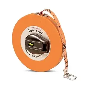 FREEMANS Top Line 15m:16mm Metal Wired Measuring Tape - 15m/50ft || Case Reinforced with Stainless Steel Band || Durable Winding Mechanism Handle and Stainless Steel Mouth with End Hook Rs.158 @ Amazon