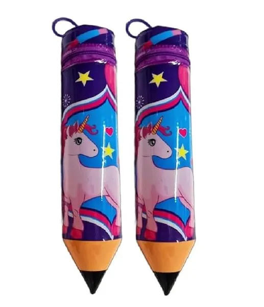 Eclet 2PC Unicorn Printed Pencil Shape Pencil Pouch for Kids Pen Pencil Zipper Pouch Stationery Case for Boys & Girls, Birthday Party Gifts, Art Plastic Pencil Box (Set of 2, Multicolor) Rs.173 @ Amazon