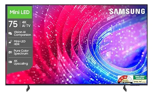 [Coupon + HDFC NC EMI ] Samsung 75 inch (189cm) Mini LED 4K Vision AI 2026 Smart TV | Pure Spectrum Color | 4K Upscaling | Mini-LED HDR | 150+ Channels | 7 Years OS Upgrade | UA75M2EHAULXL