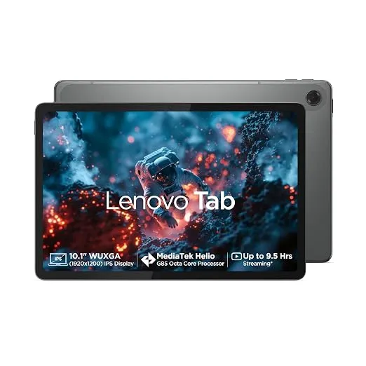 [HDFC CC] Lenovo Tab | 10.1" Display, 4G (LTE) + Wi-Fi (Calling)| 4 GB RAM+64 GB ROM (Expandable up to 1 TB), MediaTek Helio G85,Metal Body, Dual Speakers with Dolby Atmos, Android 14, 5100mAh Battery, Grey