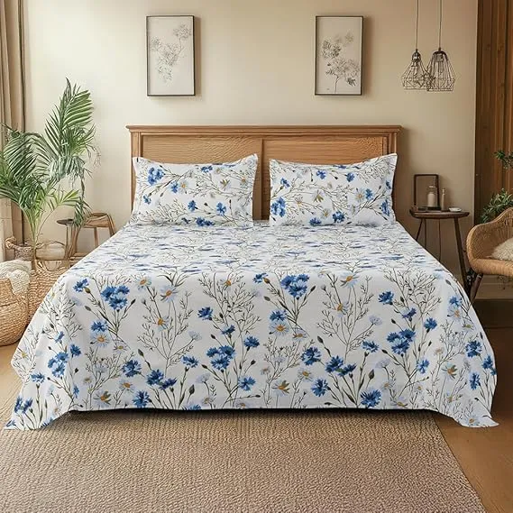 Cortina 100% Cotton 144 TC Double Bedsheet for Bed with Pillow Covers | Soft & Breathable Cotton Bedsheet | Durable, Fade Resistant Skin Friendly | for Home & Hotel Use (White, Double)