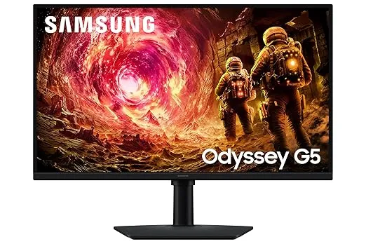 [ICICI / AXIS CC EMI] Samsung 27" Odyssey G5 Fast IPS Gaming Monitor (Smartchoice) | QHD 2560 x 1440 | 180 Hz | 1ms | 300nits| HDR10 | AMD FreeSync| G-Sync| Ports-DP,HDMI,Headphone| Ergonomic Stand | LS27FG502EWXXL | Black