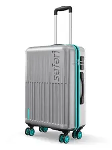 Safari Medium Astra Neo 8 Wheels 66cm Size Check-in Trolley Bag, Hard Case Polycarbonate, 360 Degree Wheeling Luggage for Men & Women, Travel Bag, Suitcase for Travel, Silver