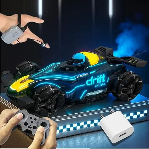 GRAPHENE RC 4x4 Formula F1 Drift Smoke Stunt Remote Control Car Toy for Kids Adults 1:14 4WD Hand Sensor Gesture 360° Rotation Light Music High Speed Racing Cars 3 4 5 6 7 8 9 10 Years Boys Girl