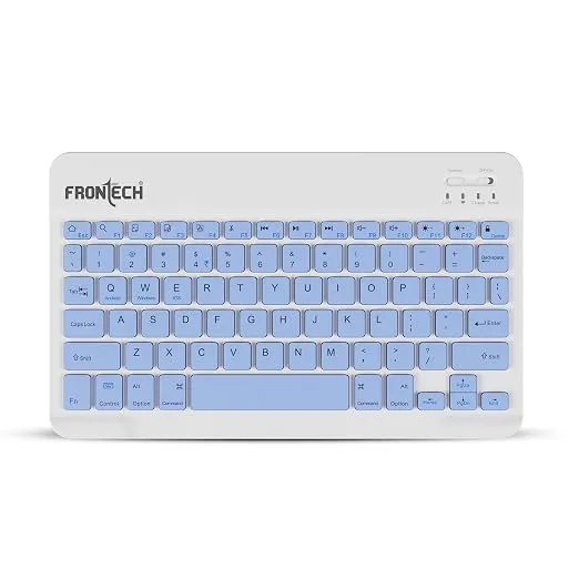 FRONTECH Wireless Mini Keyboard, BT Multi-Device, 78 Keys with Functional Hot Keys, Silent Scissor Switch, 120mAh Rechargeable Battery, Android, Windows & iOS, 1 Year Warranty (FT-1603ABLU)