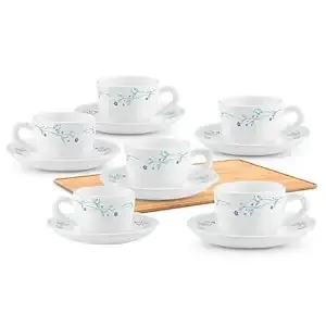 Treo By Milton Opalware Ophelia 13 Murel Cup & Saucer Set | Microwave & Dishwasher Safe | Bone-Ash Free | Tempered Toughness | Set of 12 | White | Crockery Set for Daily Use & Gifting Rs.425 @ Amazon