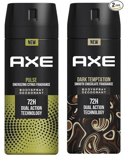 AXE Dark Temptation Deodorant, 150ml and Pulse Long Lasting Deodorant Body Spray for Men, 150ml