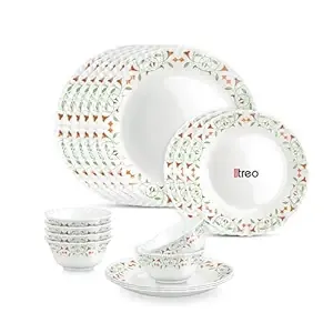 Treo by Milton Opalware Aurelia Meena Dinner Set of 18 | Serving for 6 | Microwave & Dishwasher Safe | Bone-Ash Free | Tempered Toughness | Plates & Bowls | Crockery Set for Dining & Gifting Rs.1005 @ Amazon