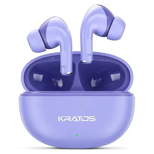 Kratos Pop Ear Buds Wireless with 60H Playtime, Noise Isolation & Clear Calls, Bluetooth Earbuds with Voice Assistant, Ear Buds with Bluetooth V 5.3 & with Type C Fast Charging, IPX4 TWS Earphones