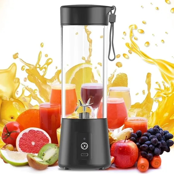 Portable 6-Blade Juicer Blender with Built-In Jar, Juice Mixer Bottle, Fruit Juice Machine, USB Rechargeable Personal Size Juicer Grinder for Juices, Kitchen Appliance for Protein & Milk Shakes (Multi Colour) (S9)