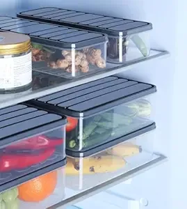TEKCOOL Polypropylene Fridge Storage Boxes Freezer Storage Containers, For Kitchen Storage Set, Storage In Kitchen, Vegetable Storage, Draining Crisper Refrigerator Box (1200 Ml-7 Pc), Transparent Rs.235 @ Amazon
