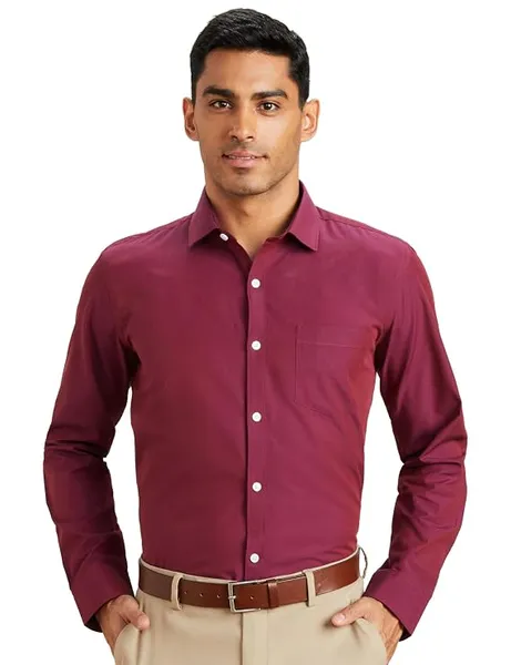 Amazon Brand - Symbol Men's Cotton Formal Shirt | Plain | Full Sleeve - Regular Fit (Available in Plus Sizes)