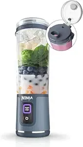 [HDFC CC] Ninja Blast Portable Cordless Blender (BC151INNV) – 530ml | USB-C Rechargeable | Crushes Ice & Frozen Fruit | BPA Free, Leak-Proof Travel Lid Denim Blue