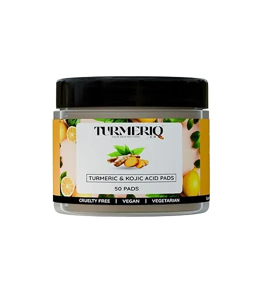 Turmeric & Kojic Acid Cleansing Pads for Face & Body (50 Pads) | Removes Tanning, Dark Spots & Pigmentation | Brightening Pads for Underarms, Neck, Elbows & Knees | Gentle Daily Exfoliating Wipes Rs.443 @ Amazon