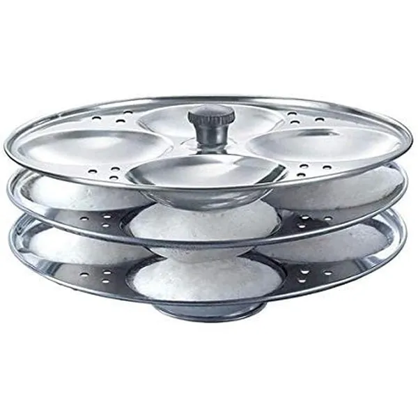 AADHIK Stainless Steel Non-Stick Idli Plates Idli Maker| Idli Stand with Holes for Pressure Cooker, 3 Plate
