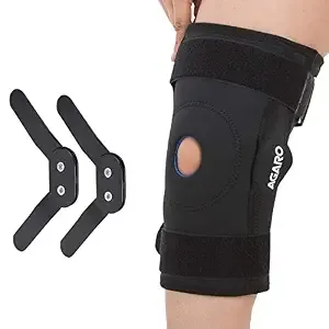 AGARO Hinged Knee Wrap With Open Patella, Rigid Biaxial Hinge Knee Brace for Joint Pain Relief, Workout, Arthritis & Ligament Tear, Neoprene, Knee Cap for Men & Women, Small, Black