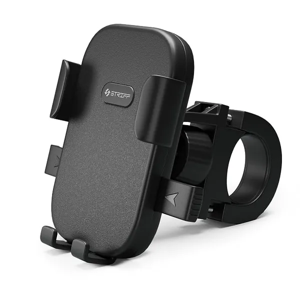 STRIFF UltraMount Bike Mobile Holder with Push Button Release, Adjustable Height, 360° Rotation, One-Hand Lock, Anti-Shake Secure Handlebar Mount for Motorcycle, Bicycle & All Smartphones