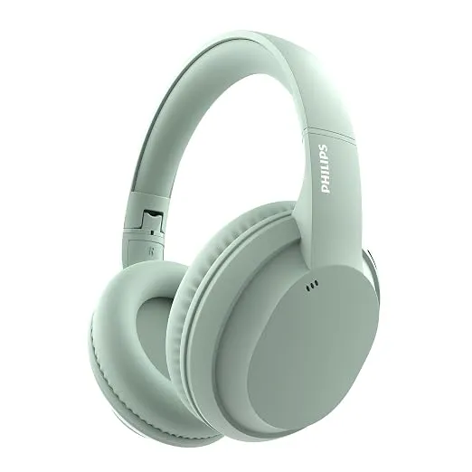 PHILIPS TAH4050 Wireless Bluetooth Headphones with Mic, 40mm Dynamic Drivers, Bluetooth 6.0, Up to 30H Playtime, Dual Device Pairing, USB-C Fast Charging, AUX Support, Over-Ear Headset, Green