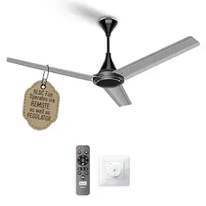 KUHL Fest B1 1200mm BEE 5-Star BLDC Ceiling Fan | 28W Energy Saving (Up to 65%) | High Airflow & Low Noise | Remote as well as Regulator Operated | 5 Year Motor Warranty | ISI Marked (Silver Mist)