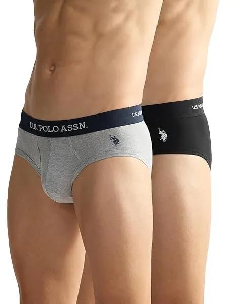 U.S. Polo ASSN. Mens OEB11 Elasticized Waist Underwear Briefs - Pack of 2