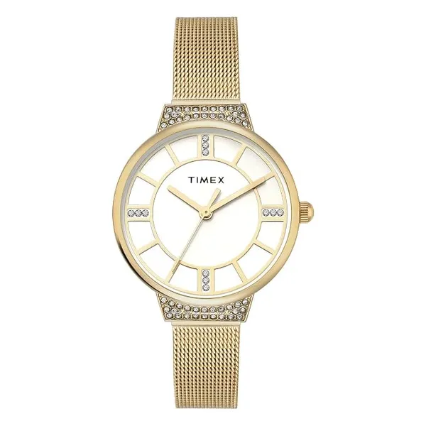 TIMEX Champagne Round Dial Analog Women's Watch - TWEL22401