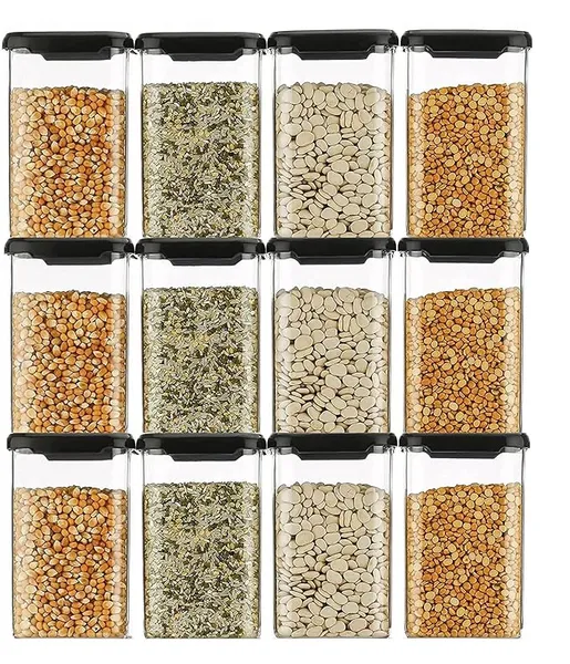 Premium Unbreakable Air Tight Square Plastic Containers Set for Kitchen Storage 1100ml Plastic Easy Flow Cereal Dispenser Storage Box Jar Food Rice Pasta Pulses (1100 ML, 06) Rs.389 @ Amazon