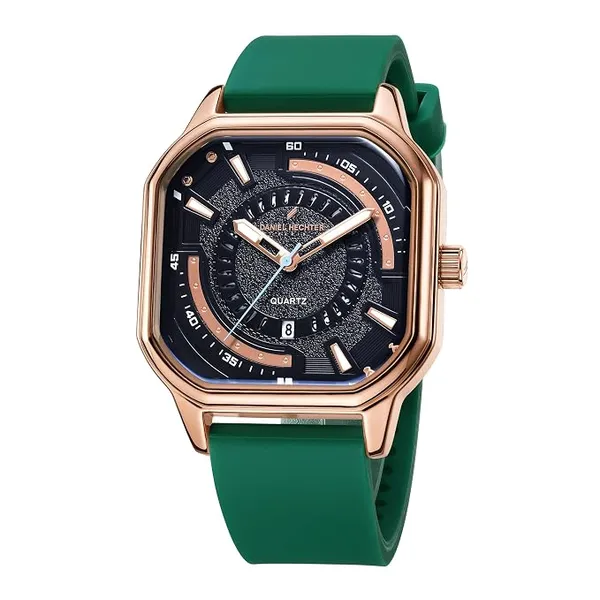 [Apply 5% Coupon] Daniel Hechter Paris Rivoli Collection Modern Analog Watch for Men with Octagon Dial and Silicon Band-DHM1003
