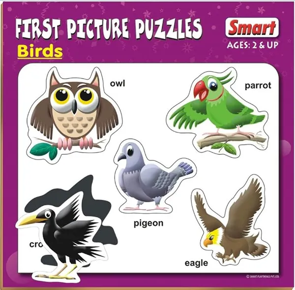 Smart First Picture Puzzles Birds | 5 Chunky Pieces | Toddler Bird Learning Puzzle Toy Age 2+ | Build Cognitive & Fine Motor Skills Early Education Rs.51 @ Amazon